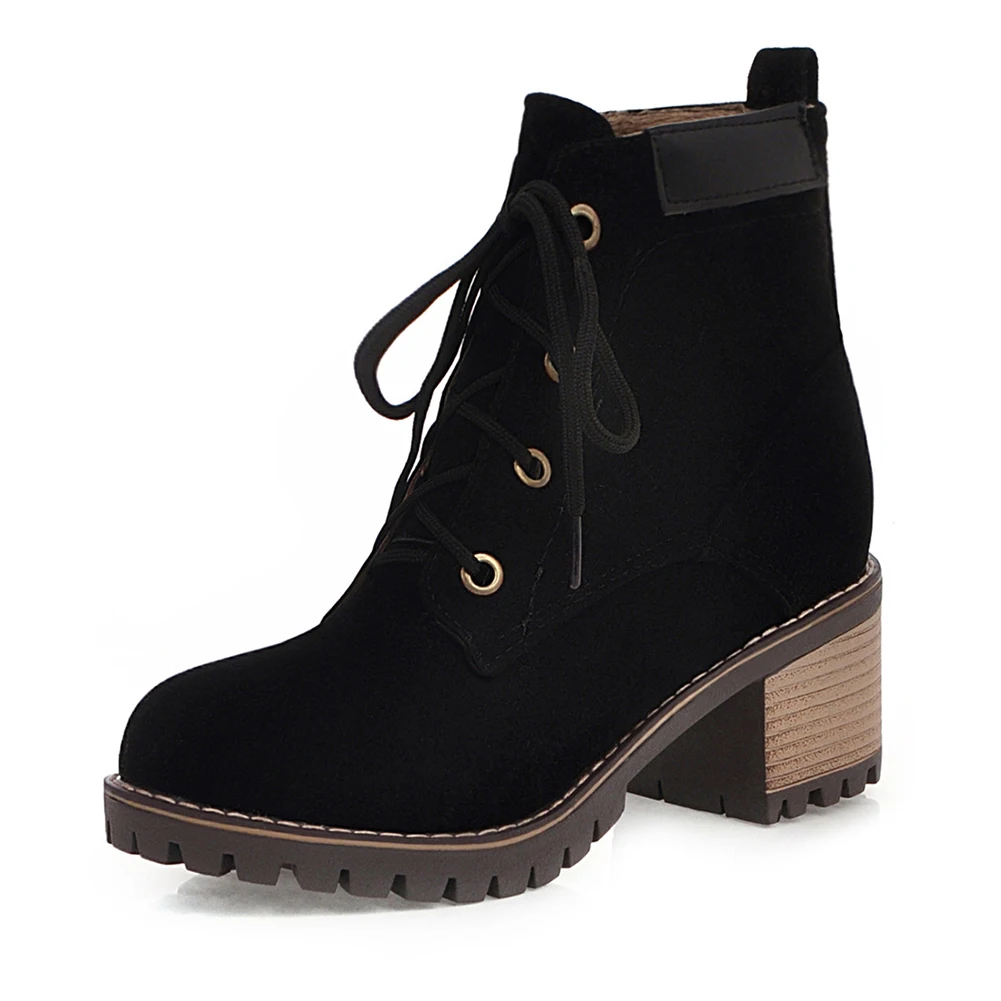black style 2 SARAIRIS/Новинка, Прямая поставка, большие размеры 34-43, Нескользящие ботинки на платформе, женские теплые ботильоны, г. Зимняя женская обувь на среднем каблуке - Цвет: black style 2