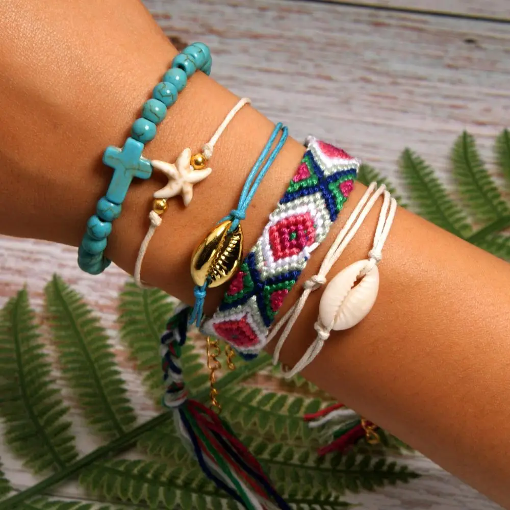 BRAVEKISS 22 Цвета Vsco оболочки браслеты "Joyas" Комплект для друзья ручной river dale Boho Femme Богемные аксессуары BPB0517 - Окраска металла: 17