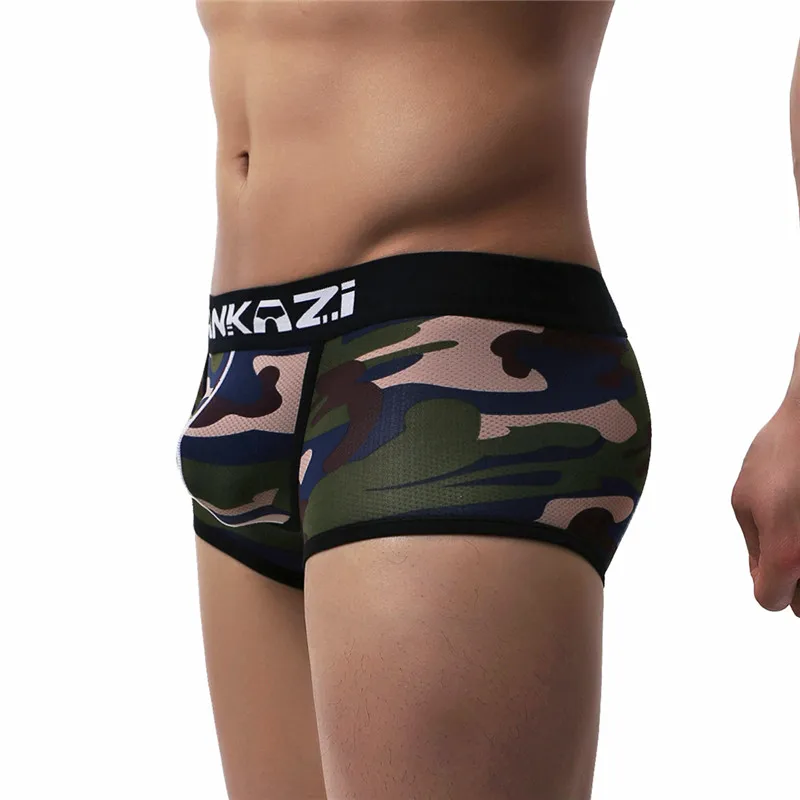 3PCS/Lot Boxers Sexy Men Underwear Camouflage U Pouch Trunk Underpants Low Waist Fashion Boxer Breathable Shorts Underwear