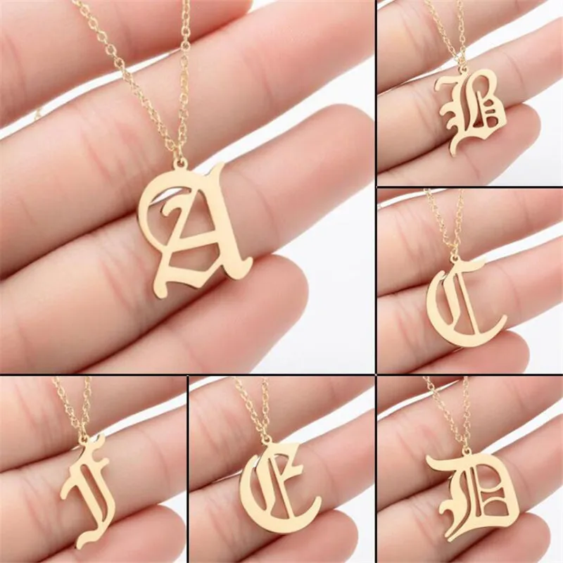 Цепочка с подвеской буквой инициала для женщин ожерелье из нержавеющей стали