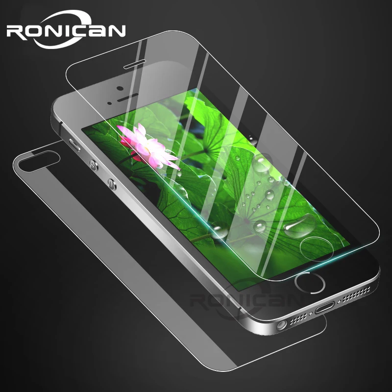 

Película de vidrio templado frontal y trasero para Apple iphone 5s SE, Protector de pantalla Original 9H, 2 uds.