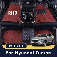 RHD Car Floor Mats For Hyundai Tucson 2018 2017 2016 2015 Luxury Double Layer Wire Loop Carpets Auto Interior Protector Covers