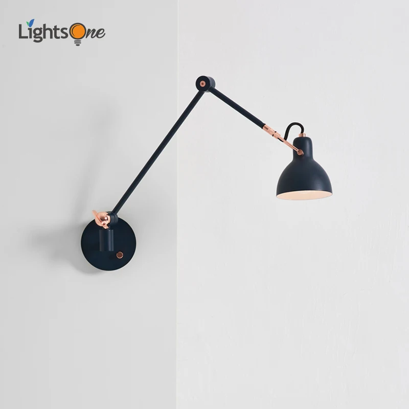 

Modern minimalist bedside study bedroom telescopic wall lamp rocker retro wall light
