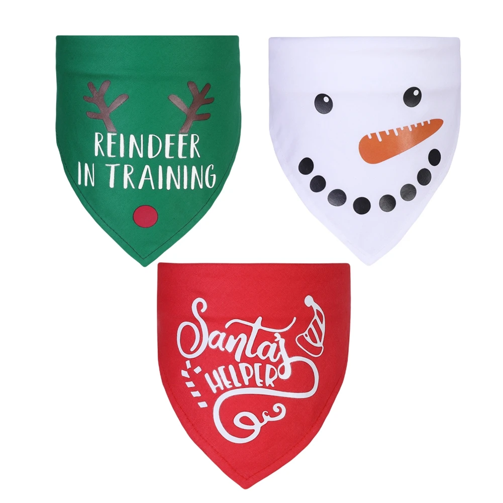 

Рождественские банданы для домашних животных, ошейник для собак, кошек, нейлоновые треугольные нагрудники, шарф, ошейник с рисунком снегови...