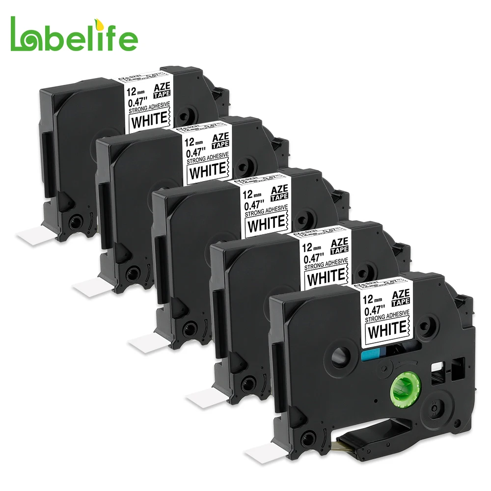 Labelife 5 шт. tze231 12 мм TZ TZe лента TZ231 TZe231 231 совместимая с Brother P Touch Белая для этикеток PT