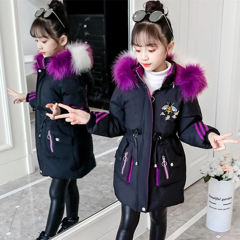 Новинка 2021 модная цветная парка с воротником из искусственного меха детская