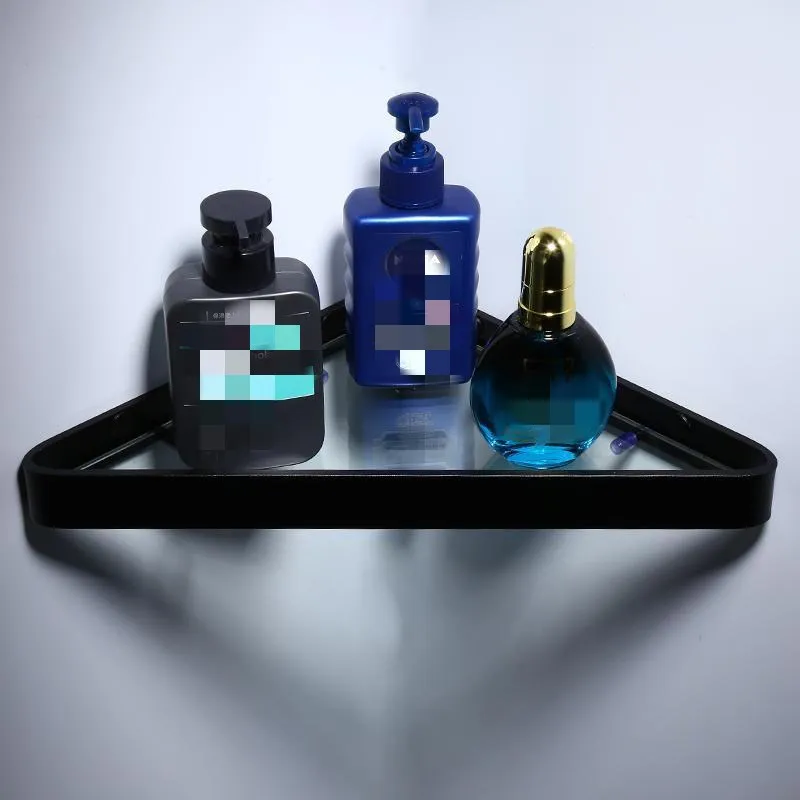 Полка из черного алюминия и стекла для ванной настенная полка шампуня душа