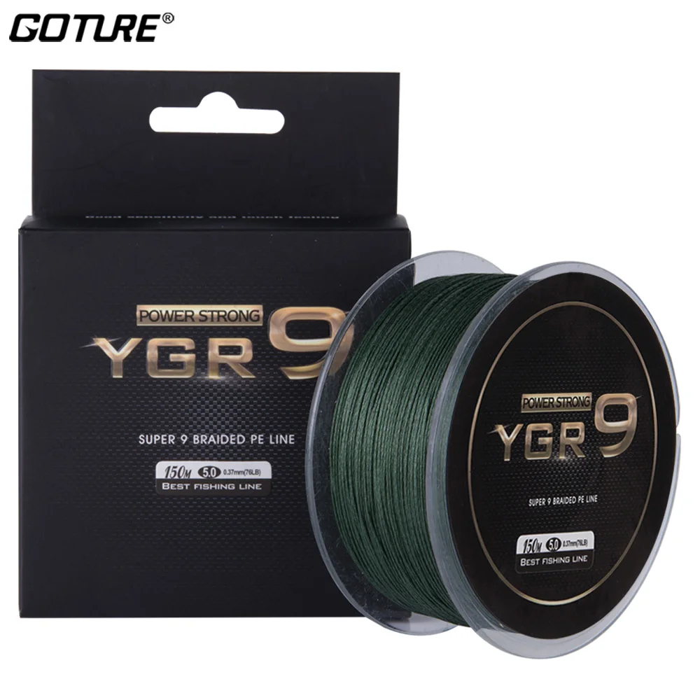 Goture 9 прядей плетеная рыболовная леска из ПЭ 150 м супер сильный 29LB 76LB Multifilame