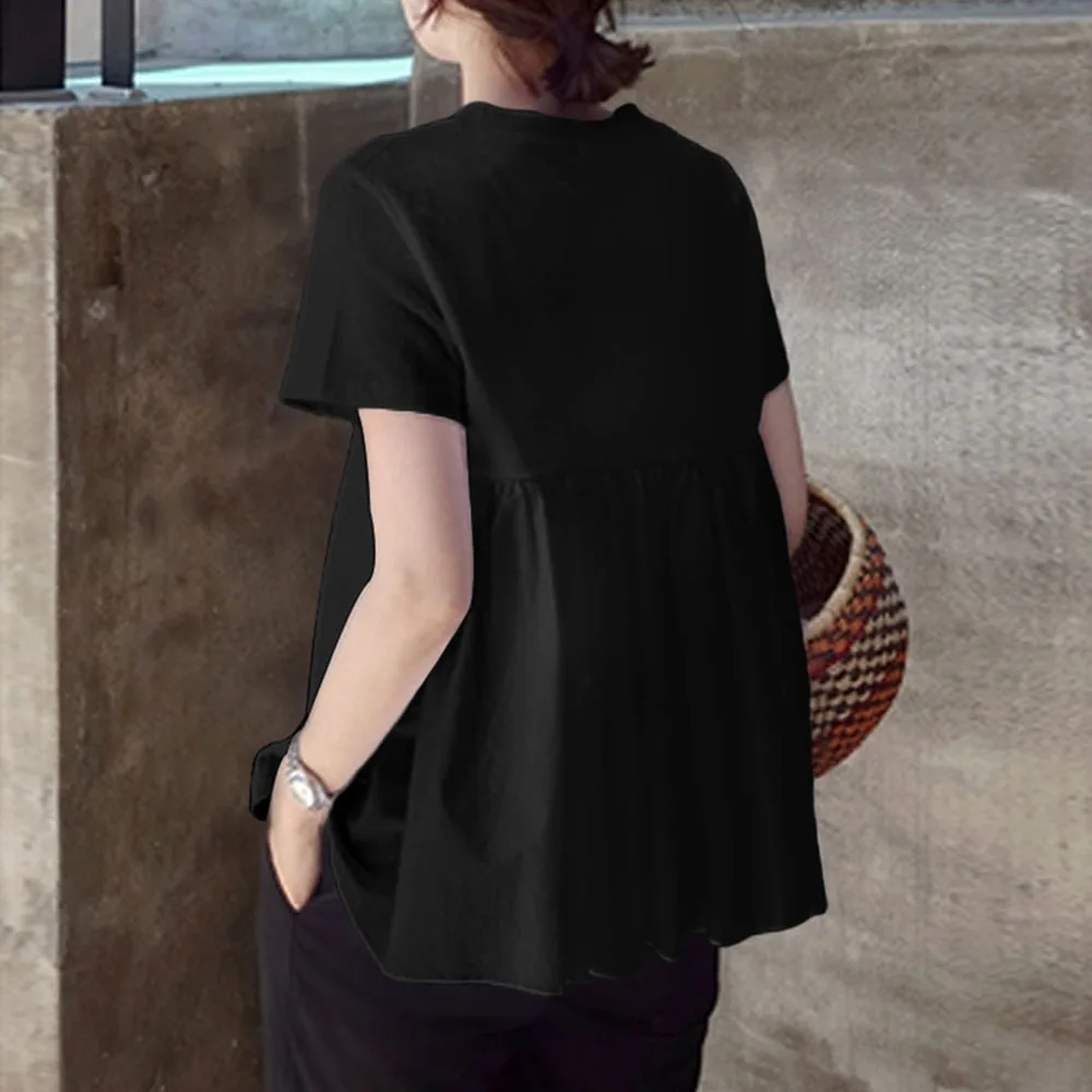 Футболка женская трапециевидная с оборками в стиле Харадзюку|Футболки| |