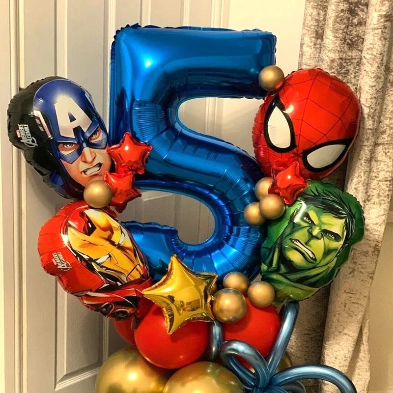 

5pcs Super Hero Balloon MARVEL Spiderman Aluminum Foil Balloons Kids Birthday Party Decoration Baby Shower Iron Man Globos Gift
