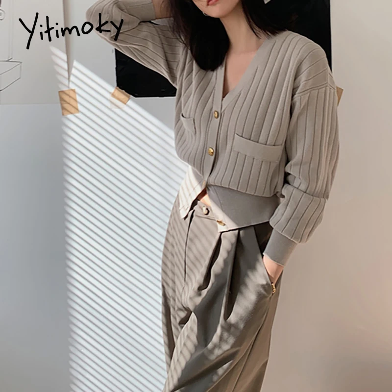 Yitimoky винтажный кардиган свитер для женщин 2021 осень зима новые корейские Модные
