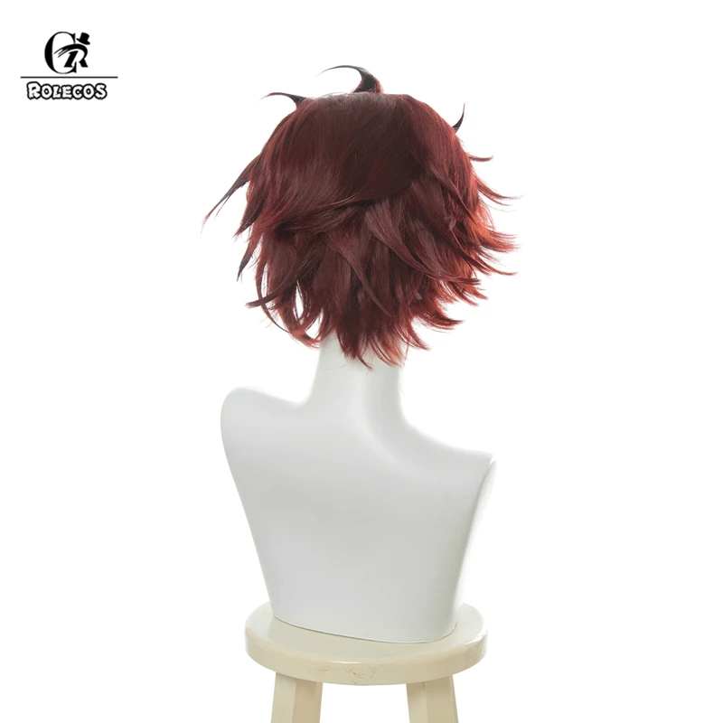 ROLECOS Demon Slayer косплей парик Tanjirou Kamado Косплей головные уборы Kimetsu no Yaiba 25 см мужские