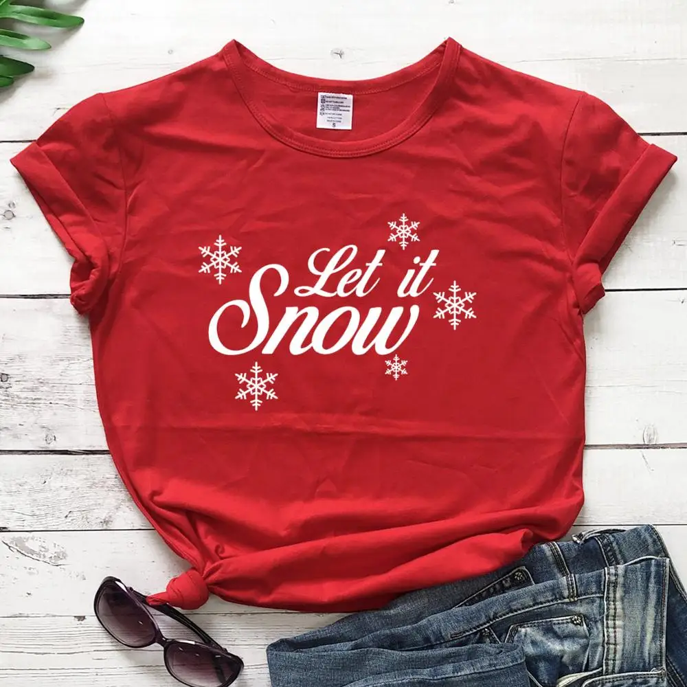 Футболка женская хлопковая с графическим принтом Let is snow|Футболки| |