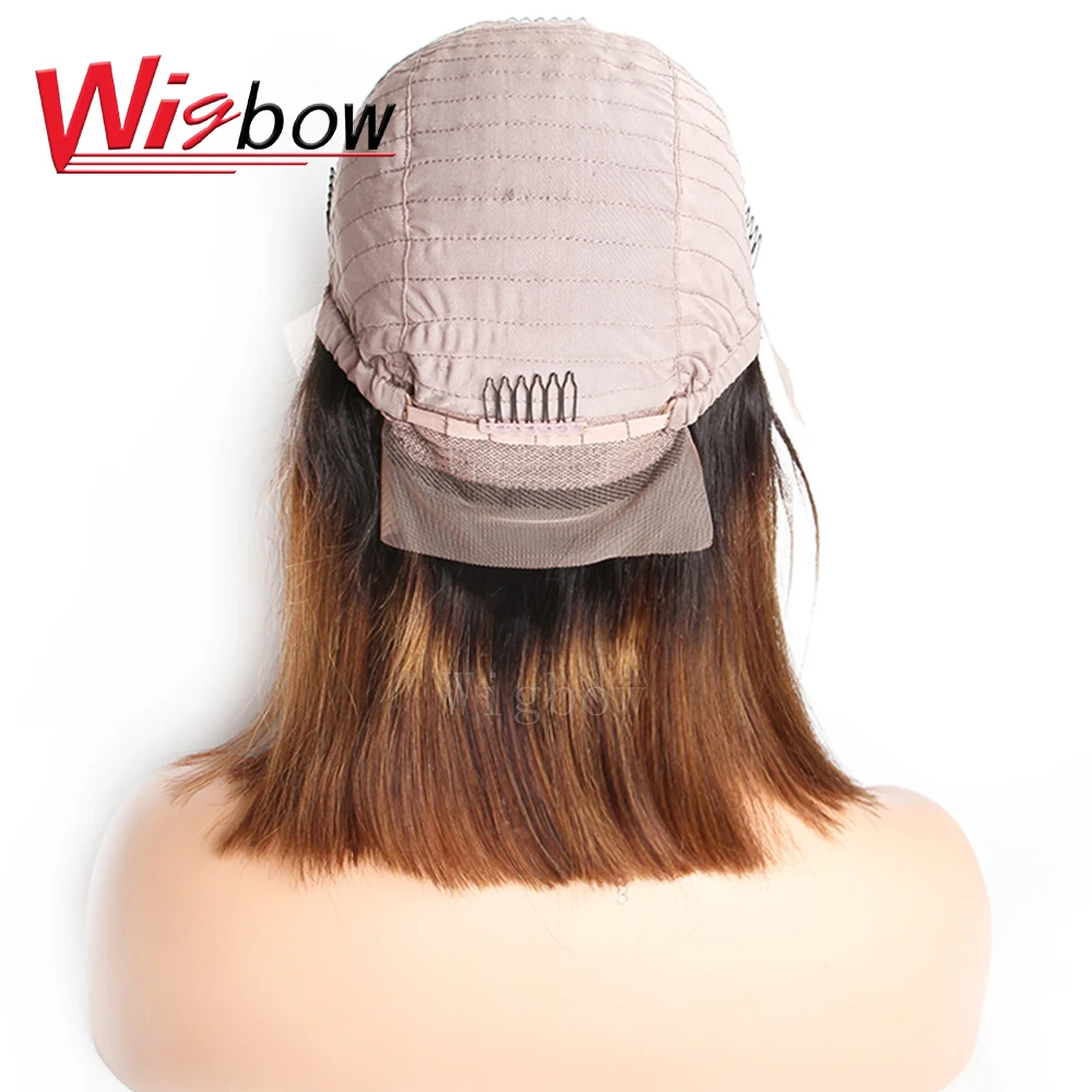 Wigbow OneCut волосы перуанские прямые короткие кружевные передние парики 1B 30 цвет