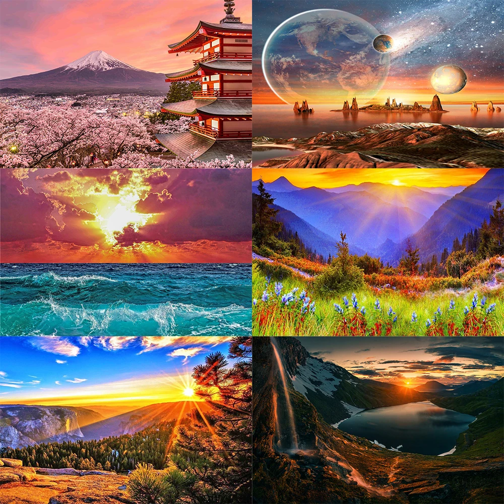 

Алмазная вышивка, картина с полным круглым красивым ландшафтом 5d, сделай сам, искусственный размер 30x40