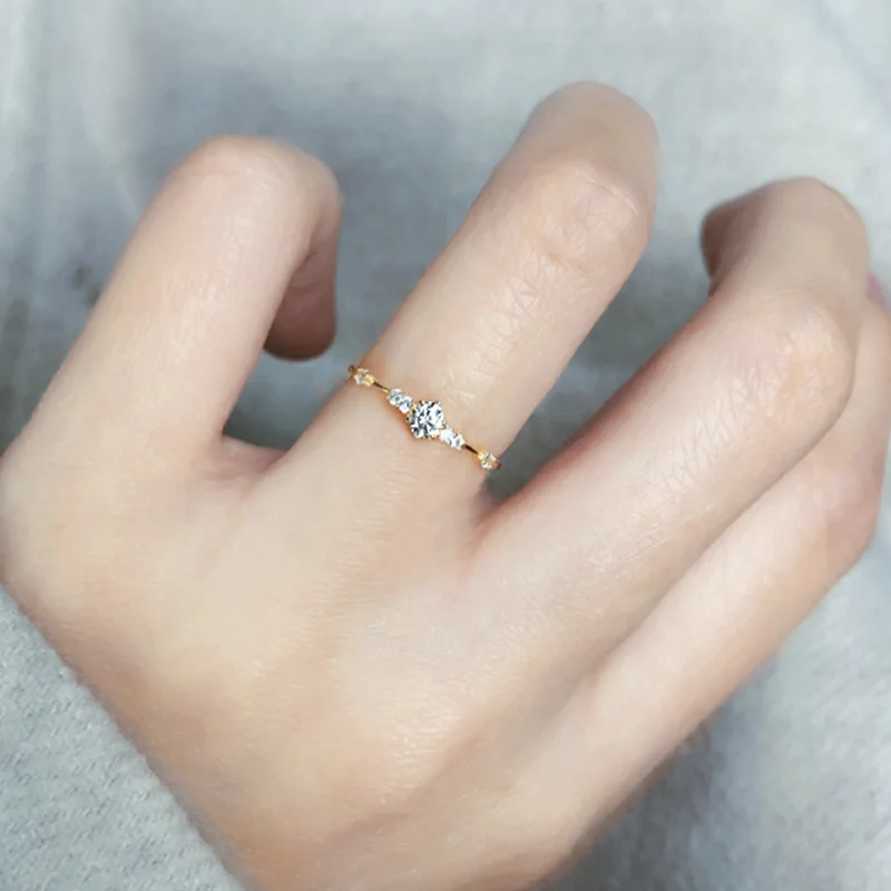 Простые Кольца из желтого золота для женщин модные ювелирные изделия с