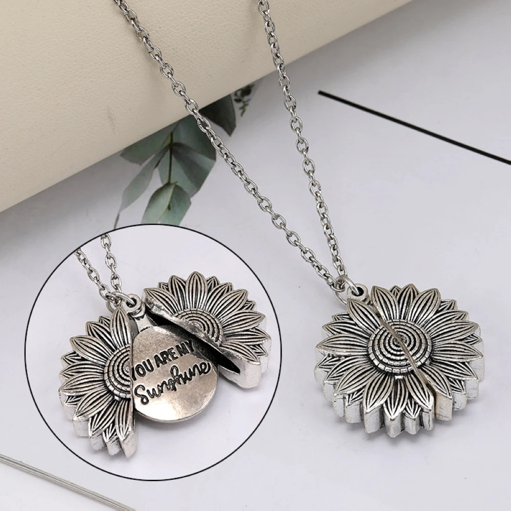 Hot Sale Personality Sunflower Pendant Necklace Open Multilayer Letter Tag&quotYou Are My Sunshine&quotPendant Jewelry Dropshipping |