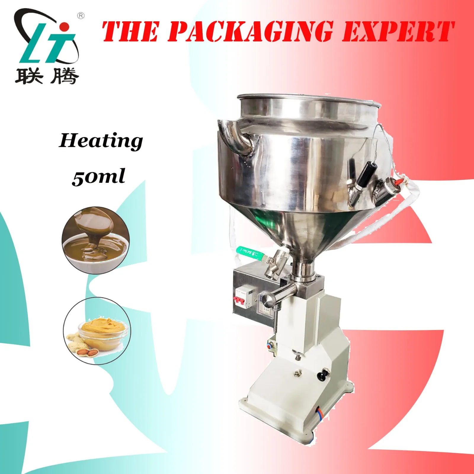 

Heating Hopper Pneumatic Filling Machine 5-50ml Cream Food Paste Dispensing Peanut Butter Packaging Equipment Free Shipping