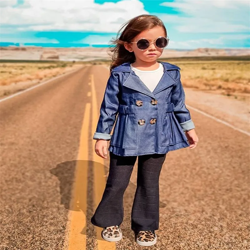 Детская куртка пальто Осеннее детское мягкое джинсовое на пуговицах с длинными