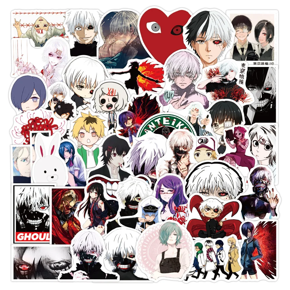 

50Pcs Japan Anime Tokyo Ghoul Graffiti Stickers For Laptop Luggage Skateboard Fridge Phone Scrapbook Car Styling Kids Toy Gift