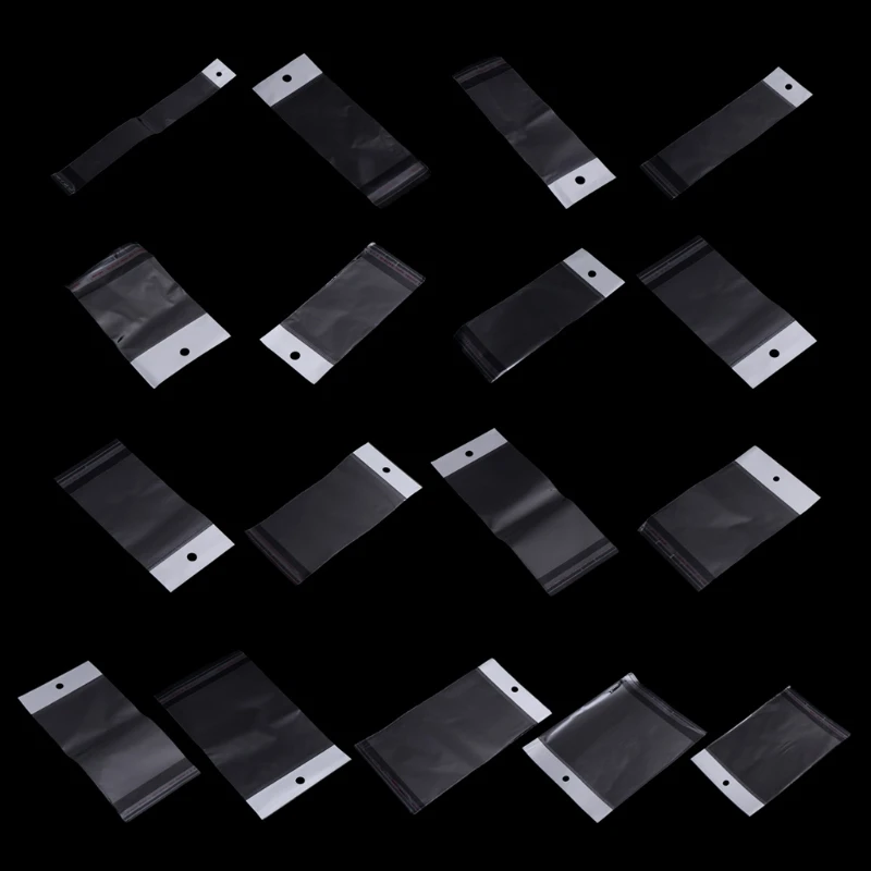 

100Pcs/Set Plastic Packing Bag Transparent Self Adhesive Jewelry Seal 7x13cm C7AF