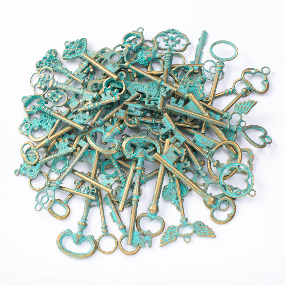 50 г Горячая продажа металла смешанных Шарм ключи серии антикварный бронзовый