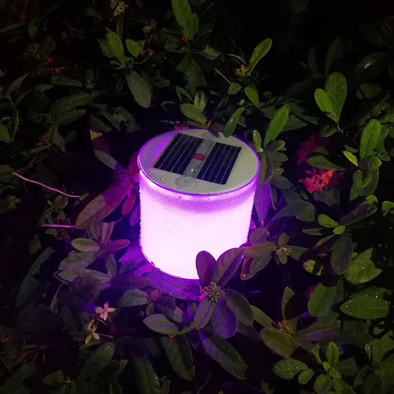 RGB 1 шт. светодиодный светильник на солнечных батареях для кемпинга на открытом воздухе складной надувной портативный водонепроницаемый светильник для сада двора белый/RGB фонарь JQ - Испускаемый цвет: RGB