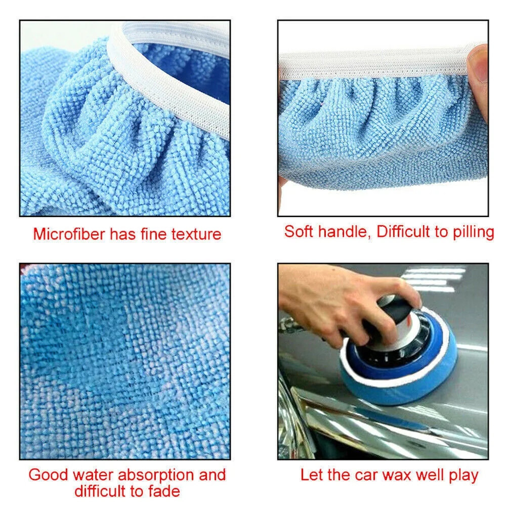 

150mm Polishing Pad 5-6 Inch 8pcs Set Car Polish Bonnets Cover Reusable Washable Waxing High Quality