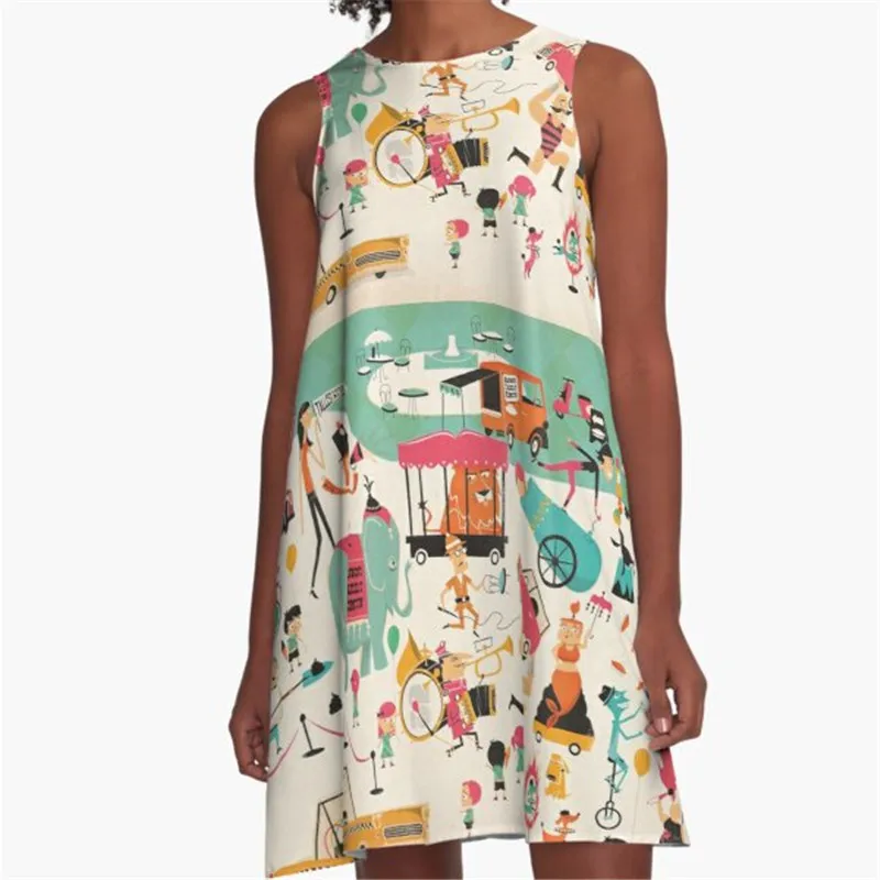 

Fashion Women summer dresses pomegranate fruits Printed A-Line Boho Dress for women harajuku Sexy ladies mini short beach dress