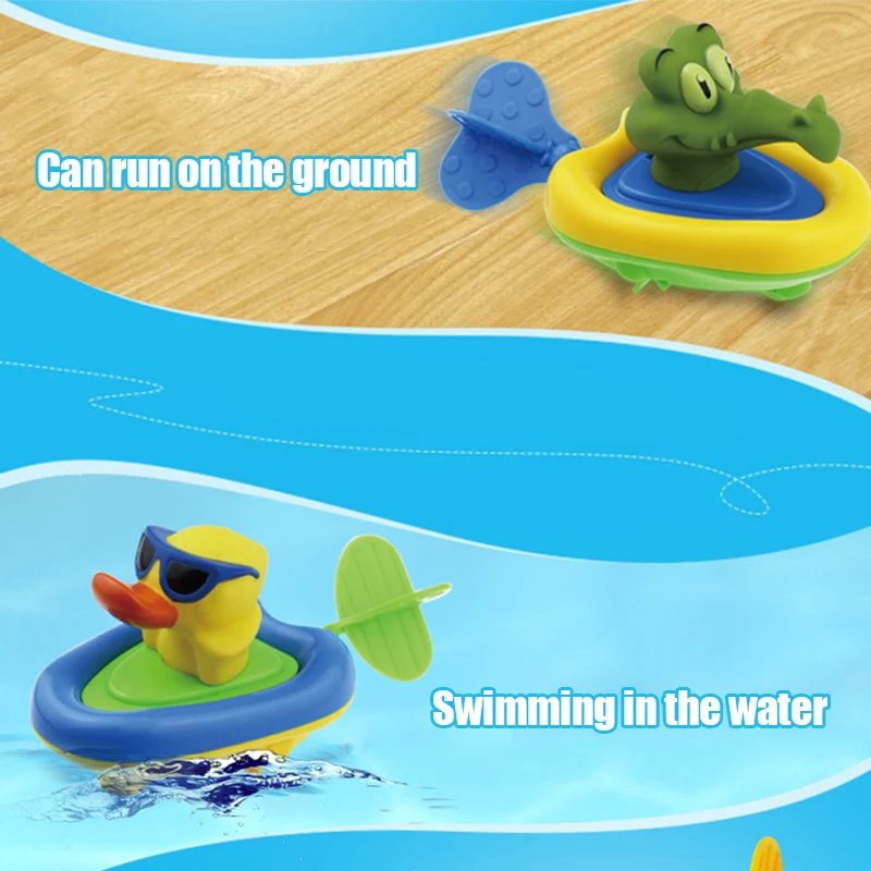 Hot Sale Cartoon Animal Boat Bath Toy Amphibious Clockwork Pull Cord Baby Toddlers Kids Water Toys | Игрушки и хобби