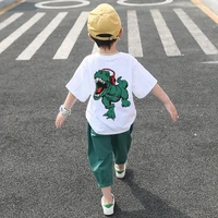 2021 children outfit suit cute baby boys girls cartoon clothes summer cotton 3 12 years kids boys clothes sets t shritshorts