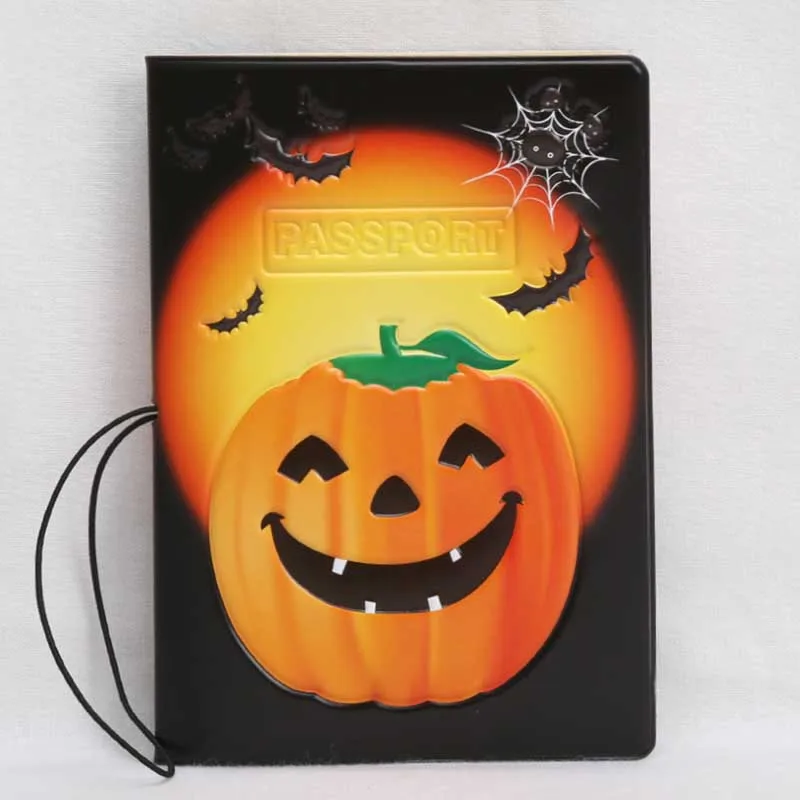 

Travel Accessories Halloween Pumpkin Lamp Passport Holder PVC 3D Print Leather Passport Cover Case Card ID Holders 14cm*9.6cm