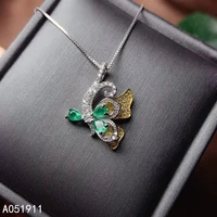 kjjeaxcmy fine jewelry natural emerald 925 sterling silver gemstone women pendant necklace support test popular party gift girl