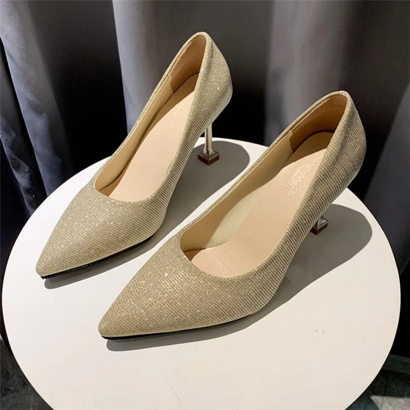 Женские дизайнерские блестящие туфли лодочки черного цвета на высоком каблуке