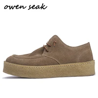 owen seak men casual shoes luxury sneakers trainers cow suede leather boots arrivals adult male spring lace up flats black shoes