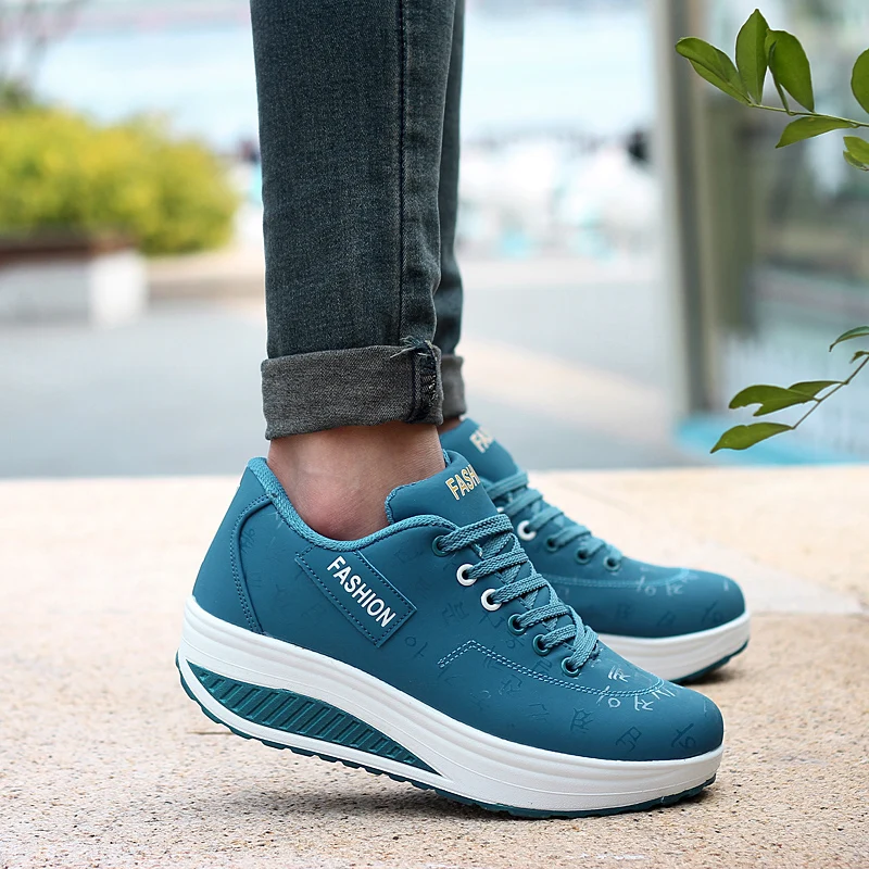 

Women's Rocking Shoes Leather Sneakers Thick Bottom Sports Waterproof Platform Sport Summer Casual Outdoor Shoes Female