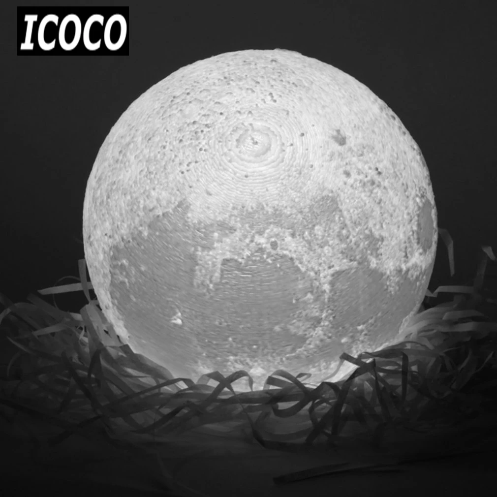 3D печать моделирование Луна светодиодный ночник сенсорное управление USB зарядка