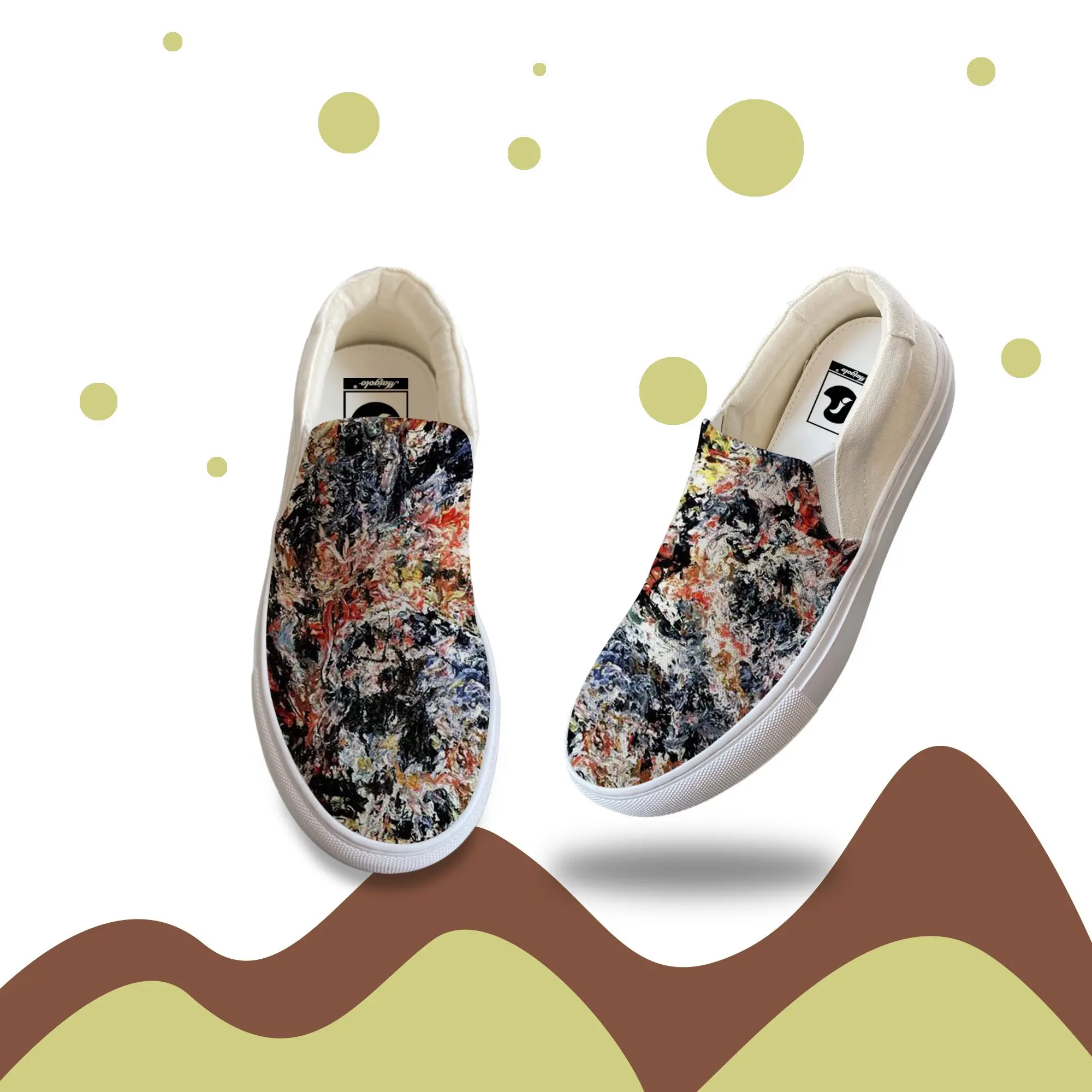 

Men Casual Slip-On Canvas Sneaker Oil Painting Custom Own Shoes Streetwear Damping Rubber Sole Red New Fashion Luxury Shoes