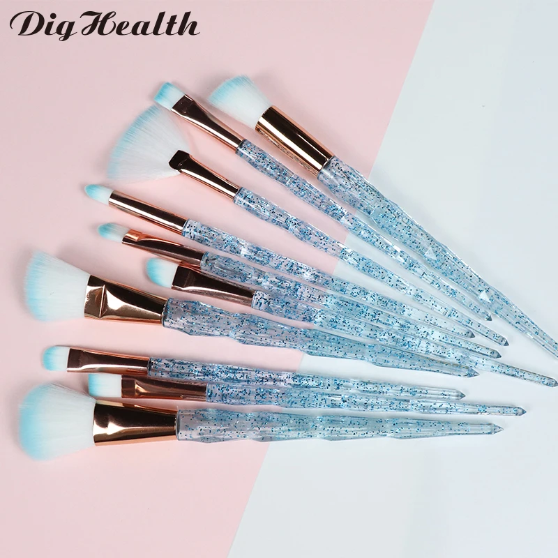 

Dighealth 10pcs Professional Diamond Makeup Brushes Set Foundation Powder Brush Eye shadow Blush Lip Cosmetic Make Up brush Kit