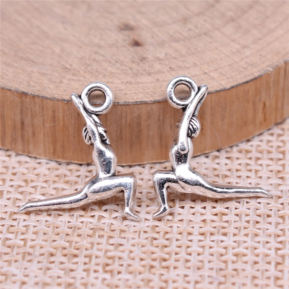 

Gymnastics Charms For Jewelry Making Findings Handmade DIY Craft 20pcs Antique Silver Color 18x15mm