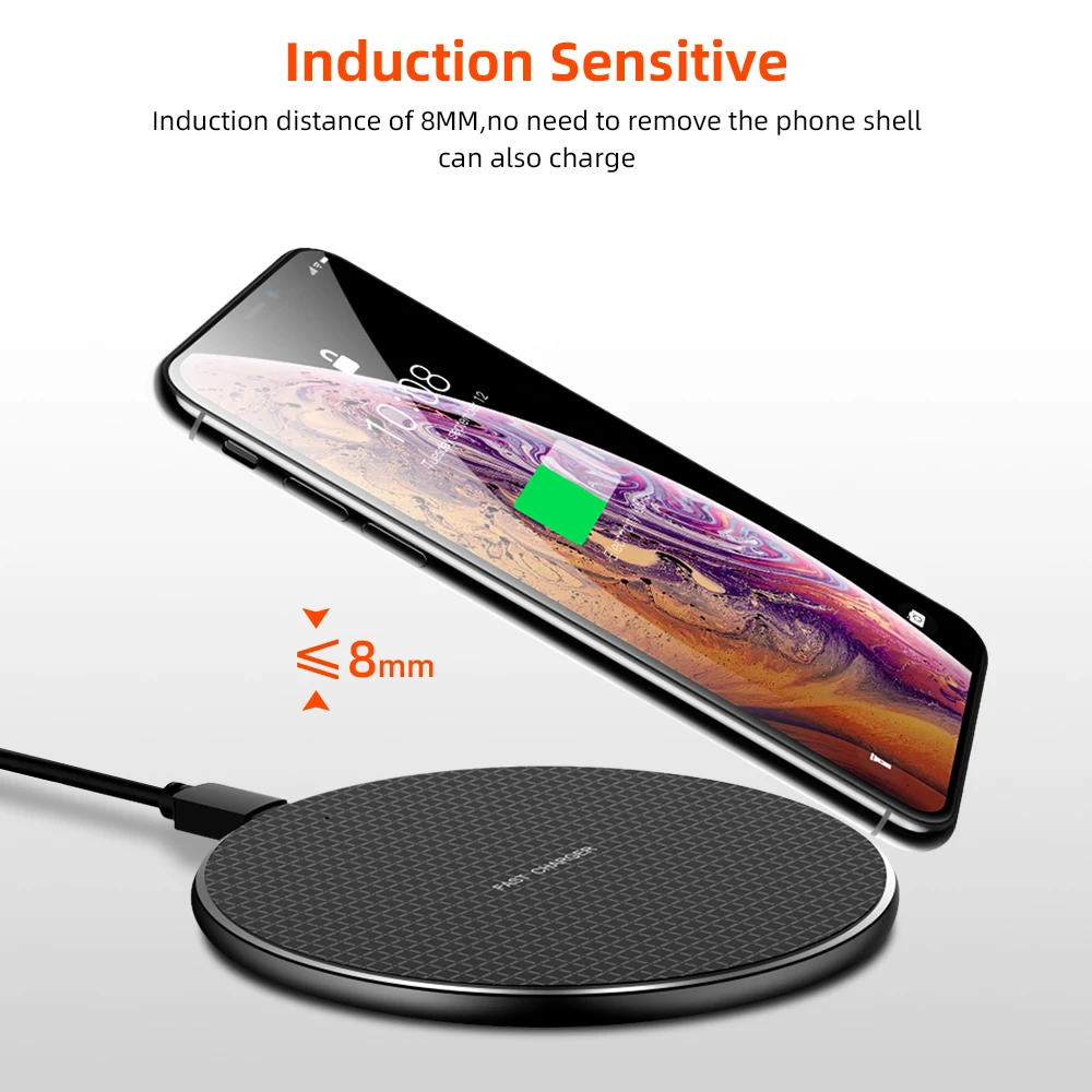 10 Вт Qi Беспроводное зарядное устройство для телефона для iPhone X XS Max беспроводной адаптер быстрой зарядки зарядное устройство для телефона беспроводной коврик для samsung huawei