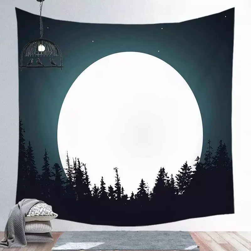 

Bohemian Moon Pattern Peach Skin Super Soft Hanging Cloth Ins Tapestry Beach Blanket Home Decoration Background Wall