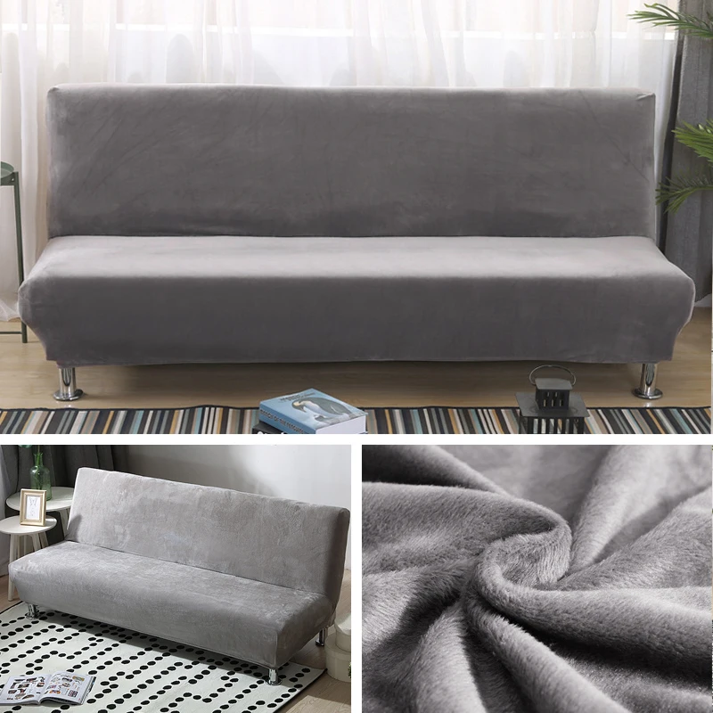 plush fabric fold armless sofa bed cover folding seat slipcover thicker covers bench couch protector elastic futon cover winter free global shipping