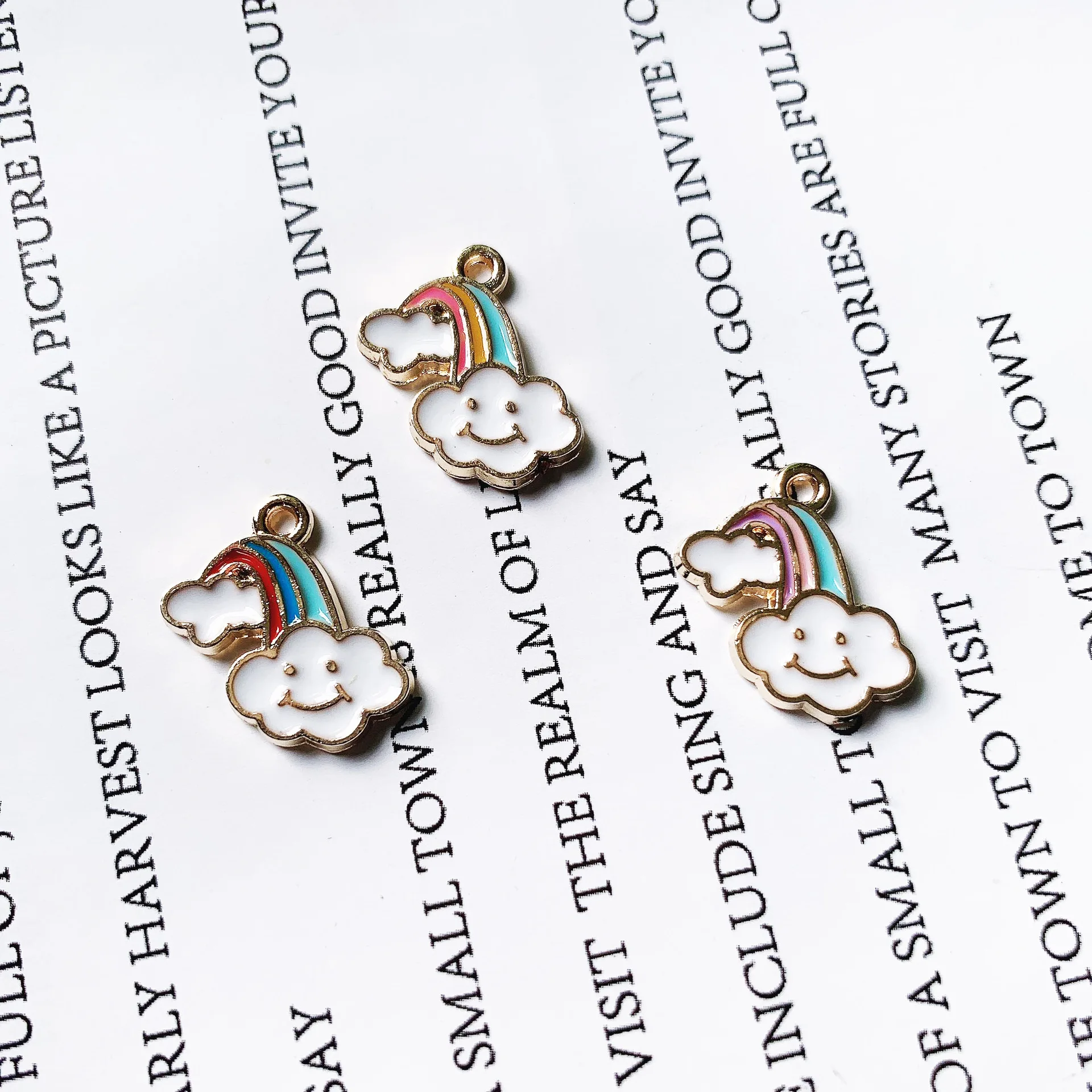 Модные подвески из сплава с улыбкой радужными облаками и эмалью Серьги Подвески