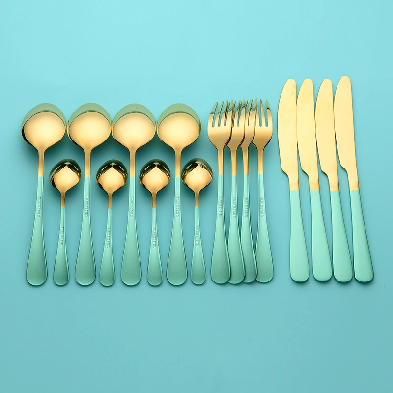 Lingeafey Stainless Steel Cutlery Tableware Forks Knives Spoons Dinnerware Set Fork Spoon Knife 16 Pcs Reusable Dropshipping | Дом и сад