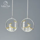 Lotus весело Настоящее 925 пробы серебро ювелирные украшения Оригинальный китайский архитектурный стиль Jiangnan Город длинные висячие серьги для женщи