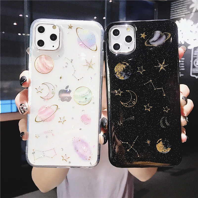 Блестящий блестящий чехол для iPhone 12Pro 11Pro Max X XR XS 7 8 6 6s Plus Прозрачный телефона из