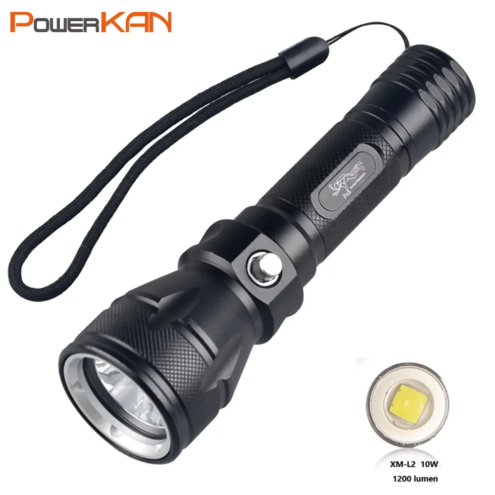 

PowerKAN 1200 lumens scuba diving flashlight 100m underwater waterproof 10W XM-L2 submarine light fishing handheld torch
