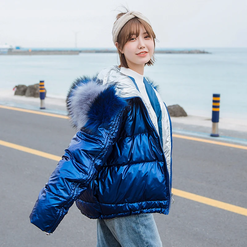 Женская куртка с капюшоном однотонная парка большого размера меховым воротником