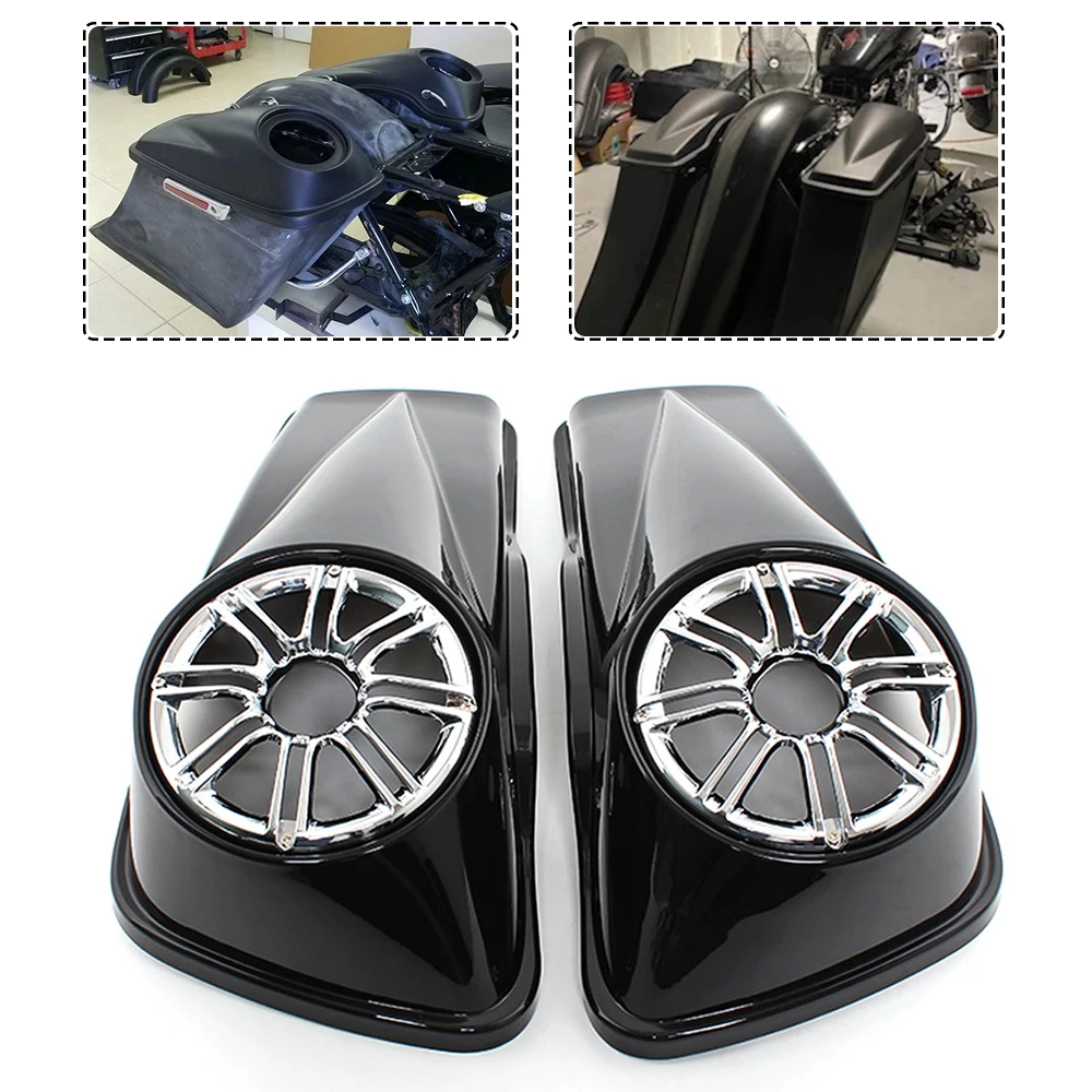 

Black 6.5" Saddlebag Speaker Lids w/Grill Fit For Harley 2014-2021 Touring FLT FLHT FLHTCU FLHRC Road King Street Electra Glide